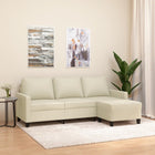 Three-seater sofa with footstool 180 cm artificial leather cream