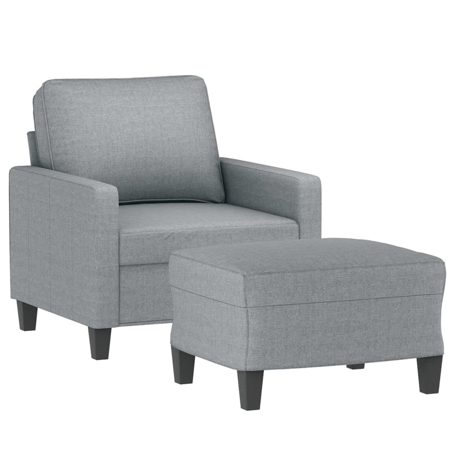 Fauteuil Met Voetenbank 60 Cm Stof Lichtgrijs