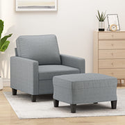 Fauteuil met voetenbank 78x77x80 cm stof lichtgrijs