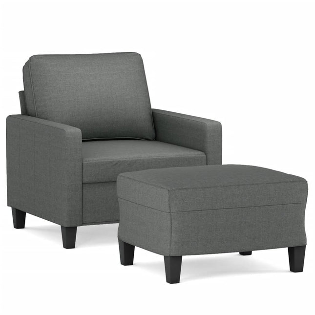 Fauteuil Met Voetenbank 60 Cm Stof Donkergrijs