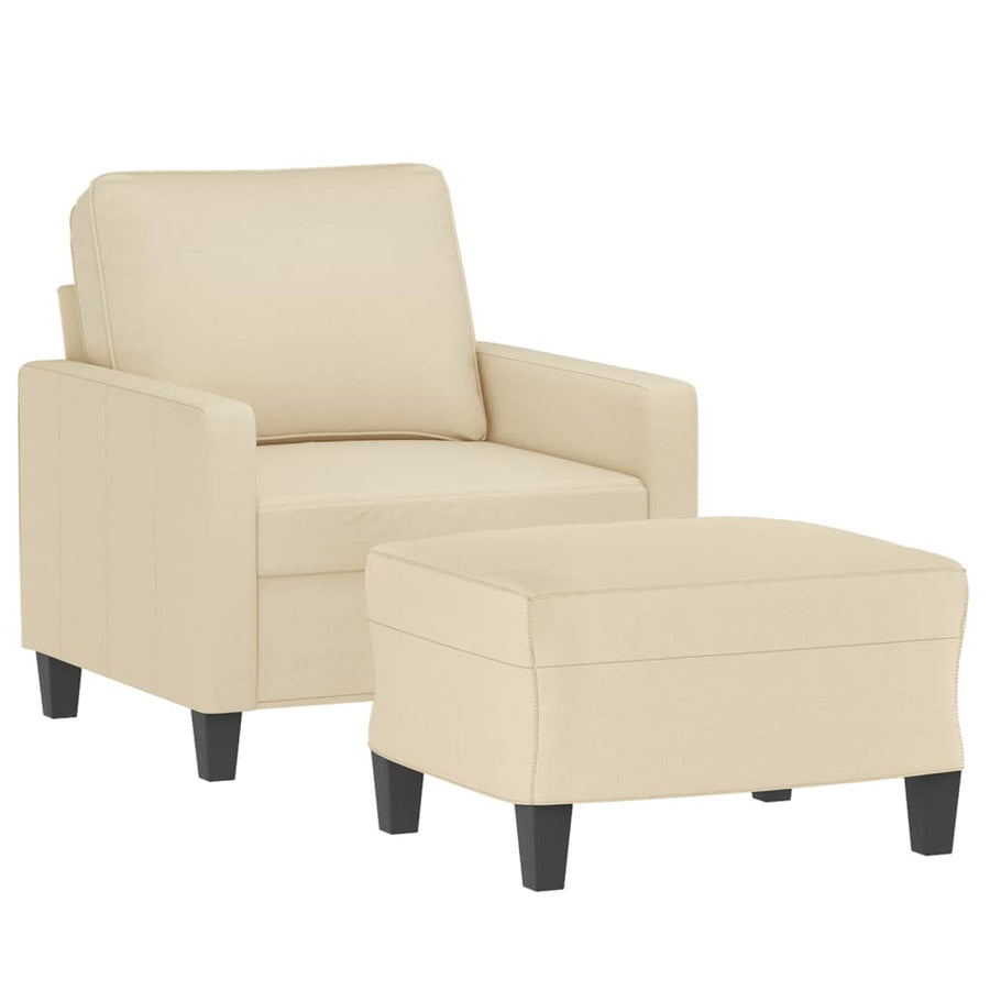 Fauteuil Met Voetenbank 60 Cm Stof Kleurig Crème