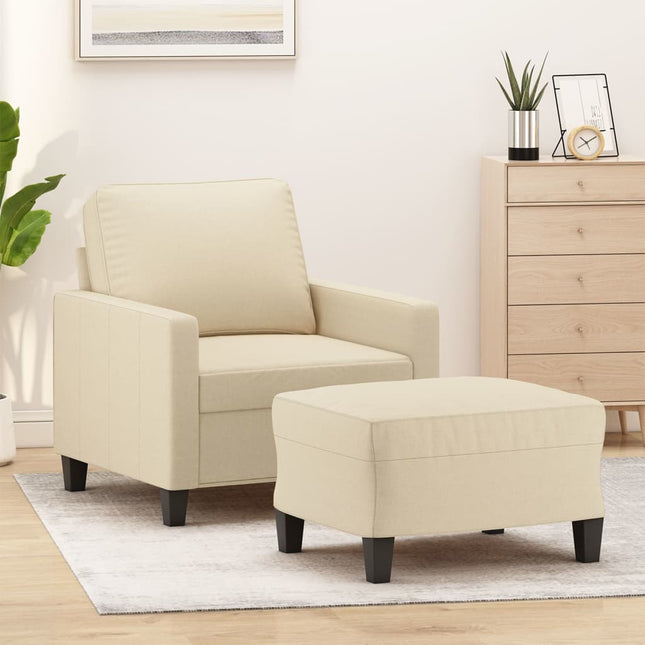 Fauteuil Met Voetenbank 60 Cm Stof Kleurig Crème