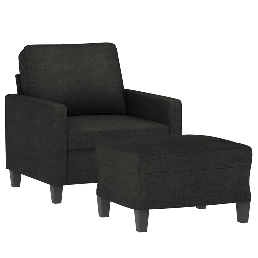Fauteuil Met Voetenbank 60 Cm Stof Zwart