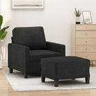 Fauteuil Met Voetenbank 60 Cm Stof Zwart