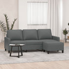 Driezitsbank met voetenbank 198x77x80 cm stof donkergrijs