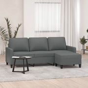 Driezitsbank met voetenbank 198x77x80 cm stof donkergrijs