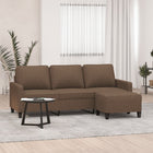 Three-seater sofa with footstool 180 cm fabric brown