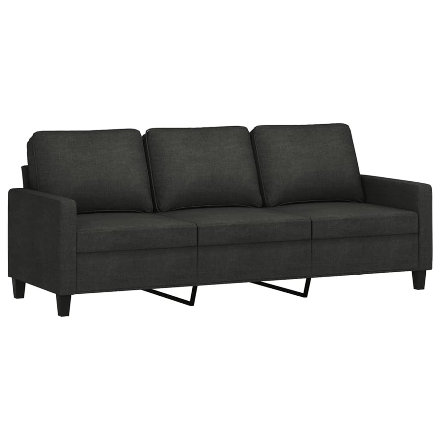 Driezitsbank Met Voetenbank 180 Cm Stof Zwart