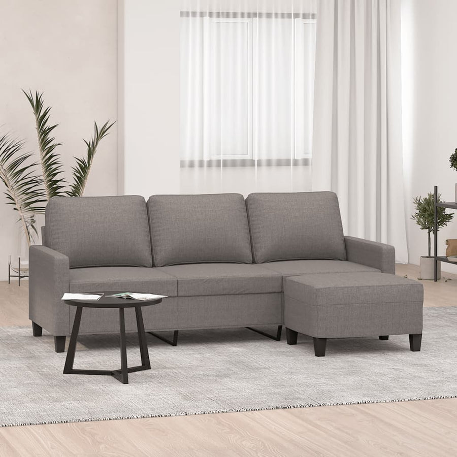 Driezitsbank Met Voetenbank 180 Cm Stof Taupe