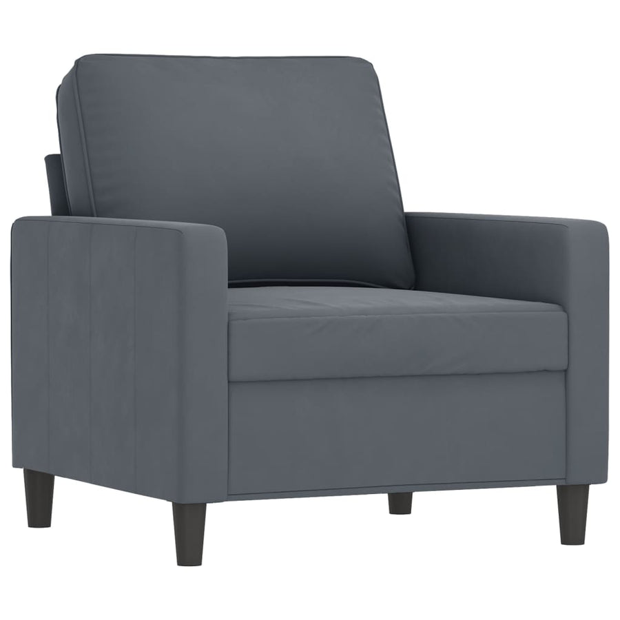 Fauteuil Met Voetenbank 60 Cm Fluweel Donkergrijs