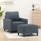 Fauteuil Met Voetenbank 60 Cm Fluweel Donkergrijs