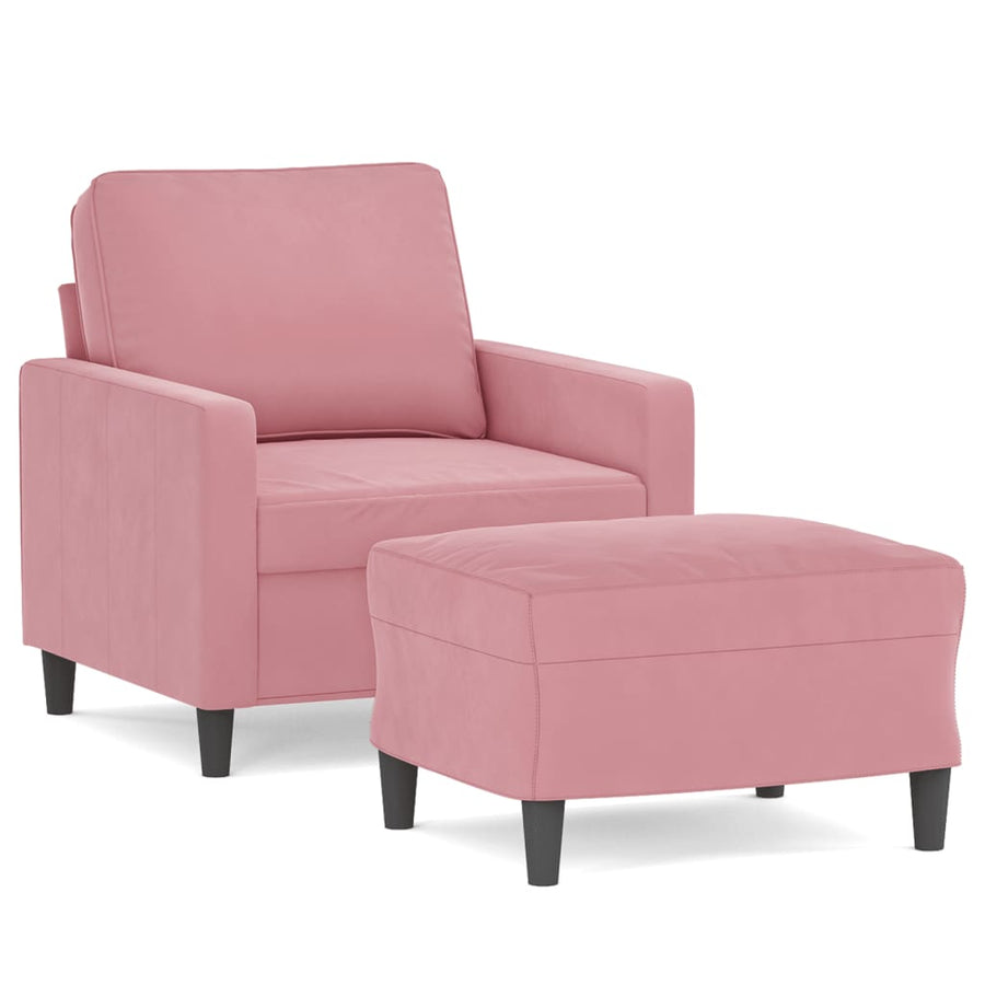 Fauteuil Met Voetenbank 60 Cm Fluweel Roze