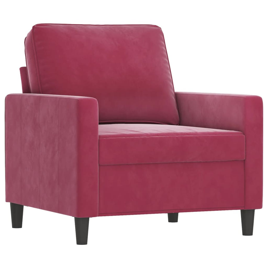 Fauteuil Met Voetenbank 60 Cm Fluweel Wijnrood
