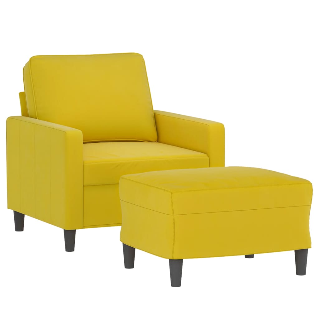 Fauteuil Met Voetenbank 60 Cm Fluweel Geel