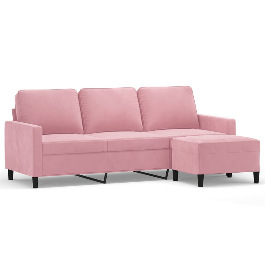 Driezitsbank Met Voetenbank 180 Cm Fluweel Roze