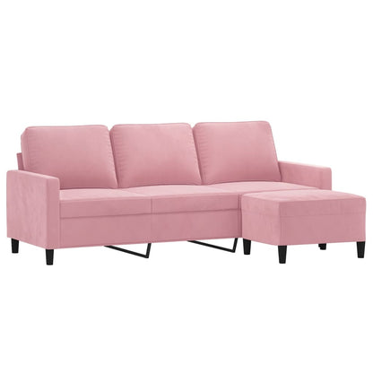Driezitsbank Met Voetenbank 180 Cm Fluweel Roze