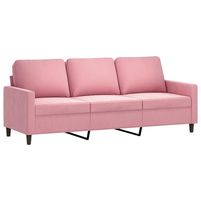 Driezitsbank Met Voetenbank 180 Cm Fluweel Roze