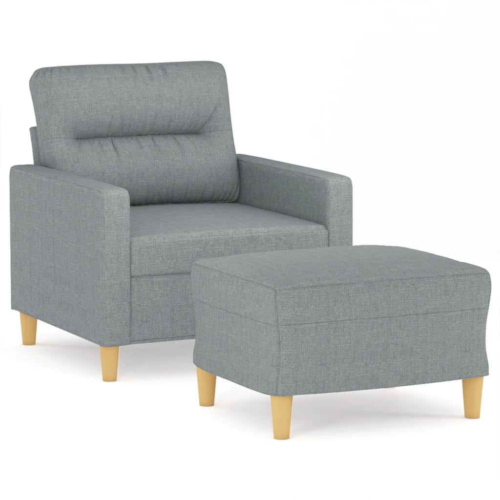 Fauteuil Met Voetenbank 60 Cm Stof Lichtgrijs