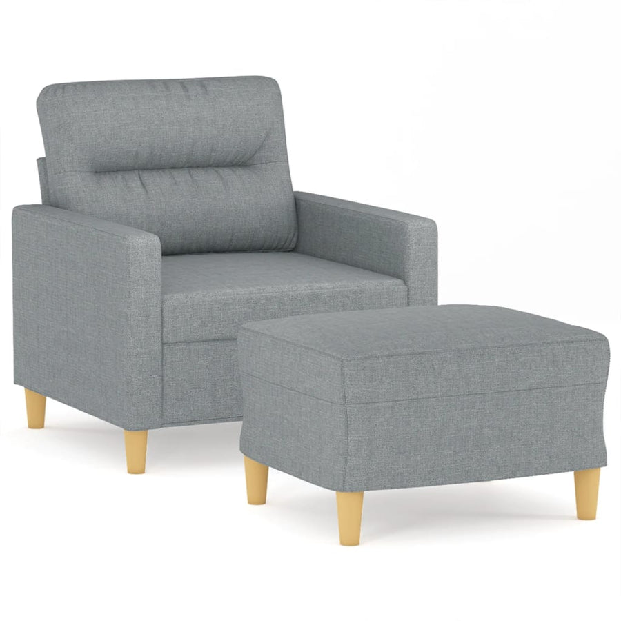 Fauteuil Met Voetenbank 60 Cm Stof Lichtgrijs