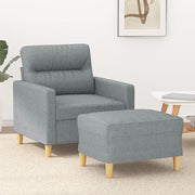 Fauteuil met voetenbank stof lichtgrijs 78x77x80 cm