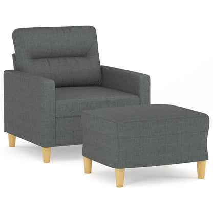 Fauteuil Met Voetenbank 60 Cm Stof Donkergrijs