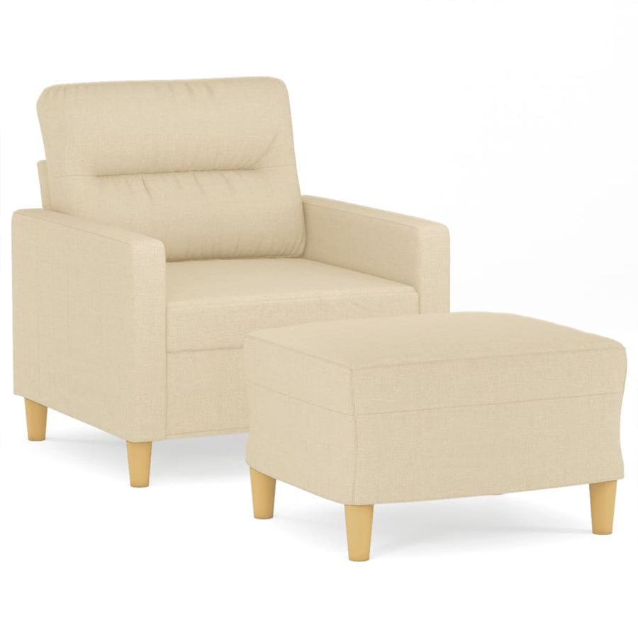 Fauteuil Met Voetenbank 60 Cm Stof Kleurig Crème