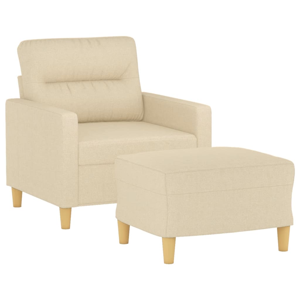Fauteuil Met Voetenbank 60 Cm Stof Kleurig Crème