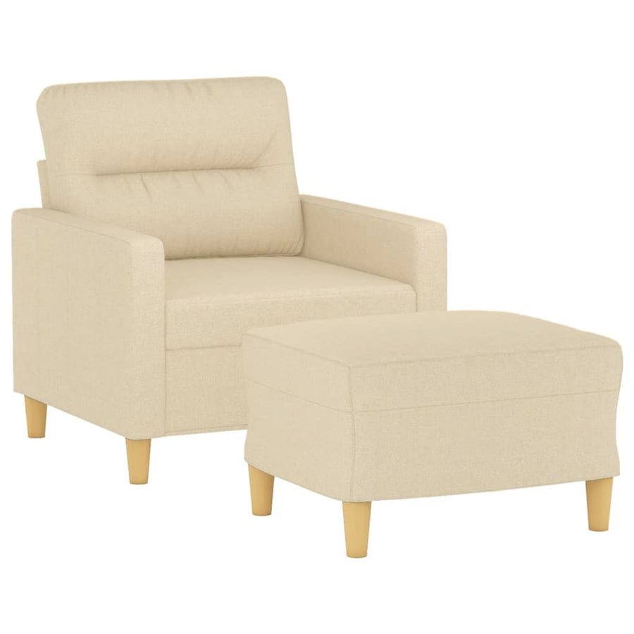 Fauteuil Met Voetenbank 60 Cm Stof Kleurig Crème