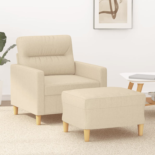 Fauteuil Met Voetenbank 60 Cm Stof Kleurig Crème