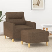 Fauteuil met voetenbank stof bruin 60 cm