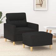 Fauteuil met voetenbank stof zwart 78x77x80 cm