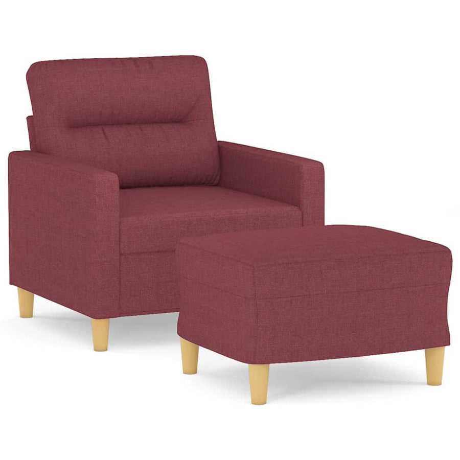 Fauteuil met voetenbank 60 cm stof wijnrood Wijnrood