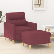 Fauteuil met voetenbank wijnrood