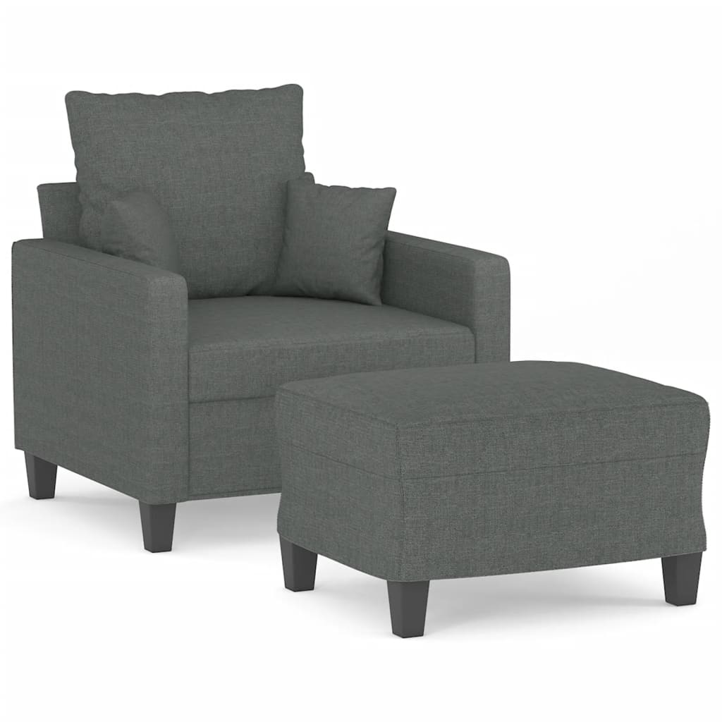 Fauteuil Met Voetenbank 60 Cm Stof Donkergrijs