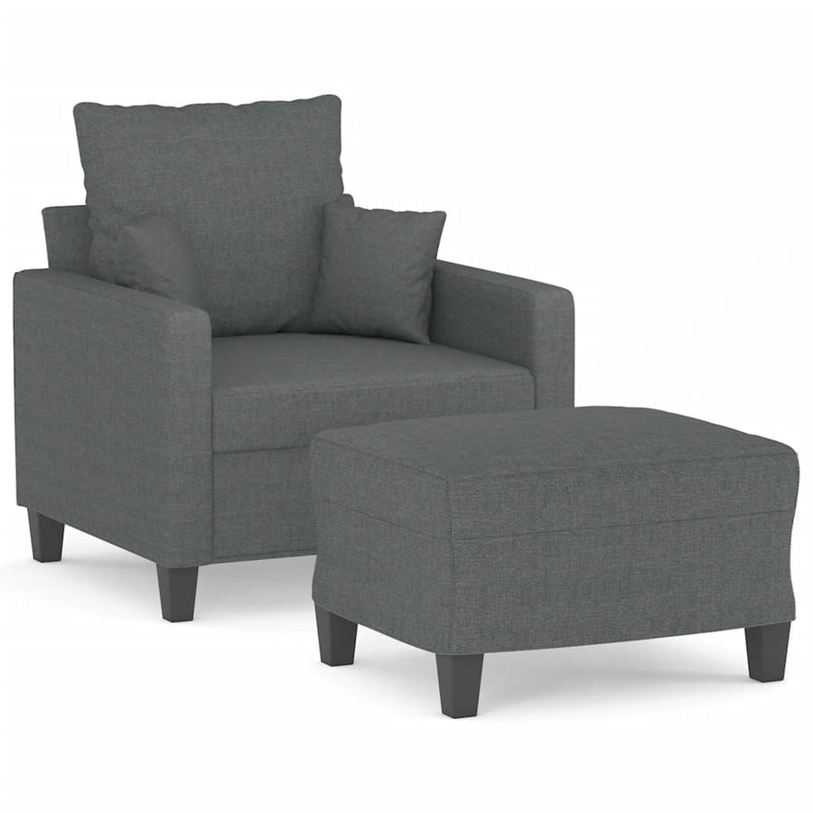 Fauteuil Met Voetenbank 60 Cm Stof Donkergrijs