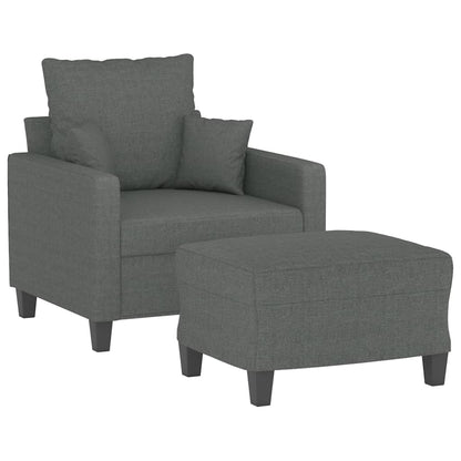 Fauteuil Met Voetenbank 60 Cm Stof Donkergrijs