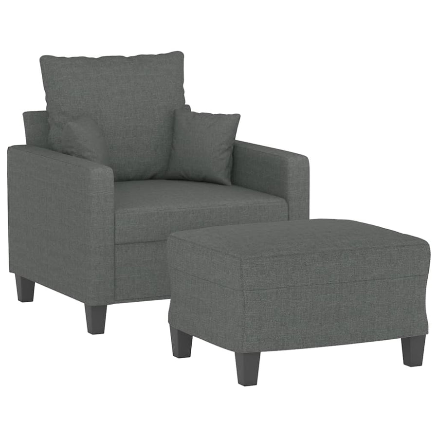 Fauteuil Met Voetenbank 60 Cm Stof Donkergrijs