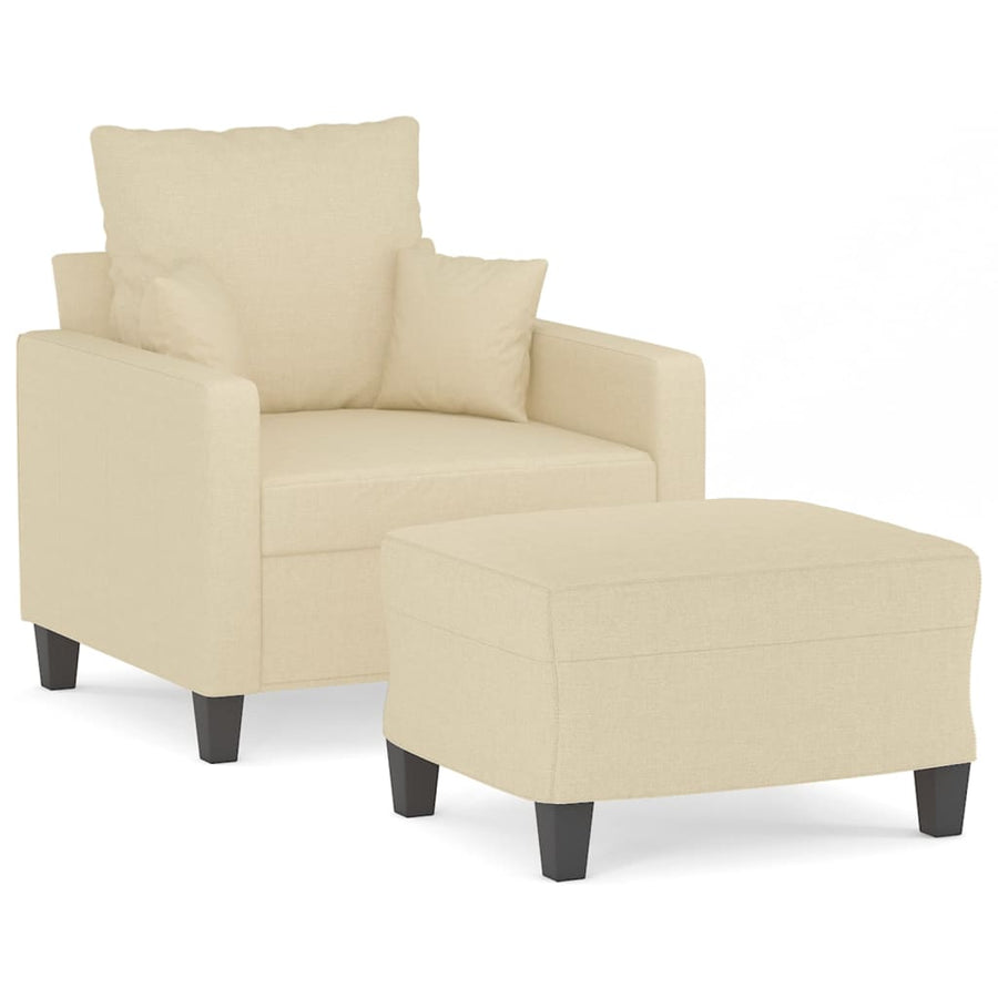 Fauteuil Met Voetenbank 60 Cm Stof Kleurig crème