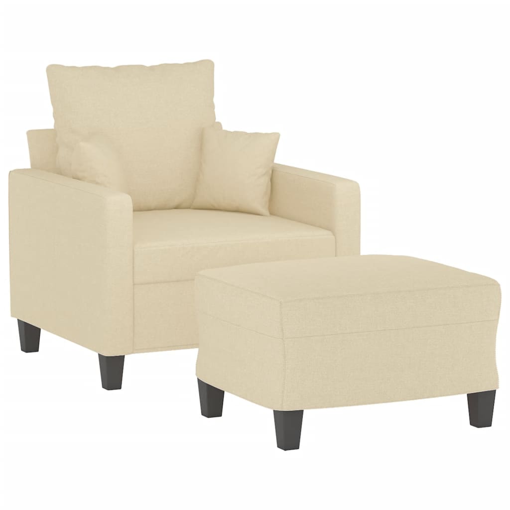 Fauteuil Met Voetenbank 60 Cm Stof Kleurig crème