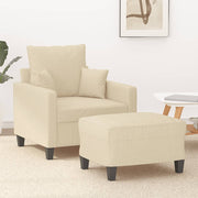 Fauteuil met voetenbank 78x77x80 cm stof crèmekleurig