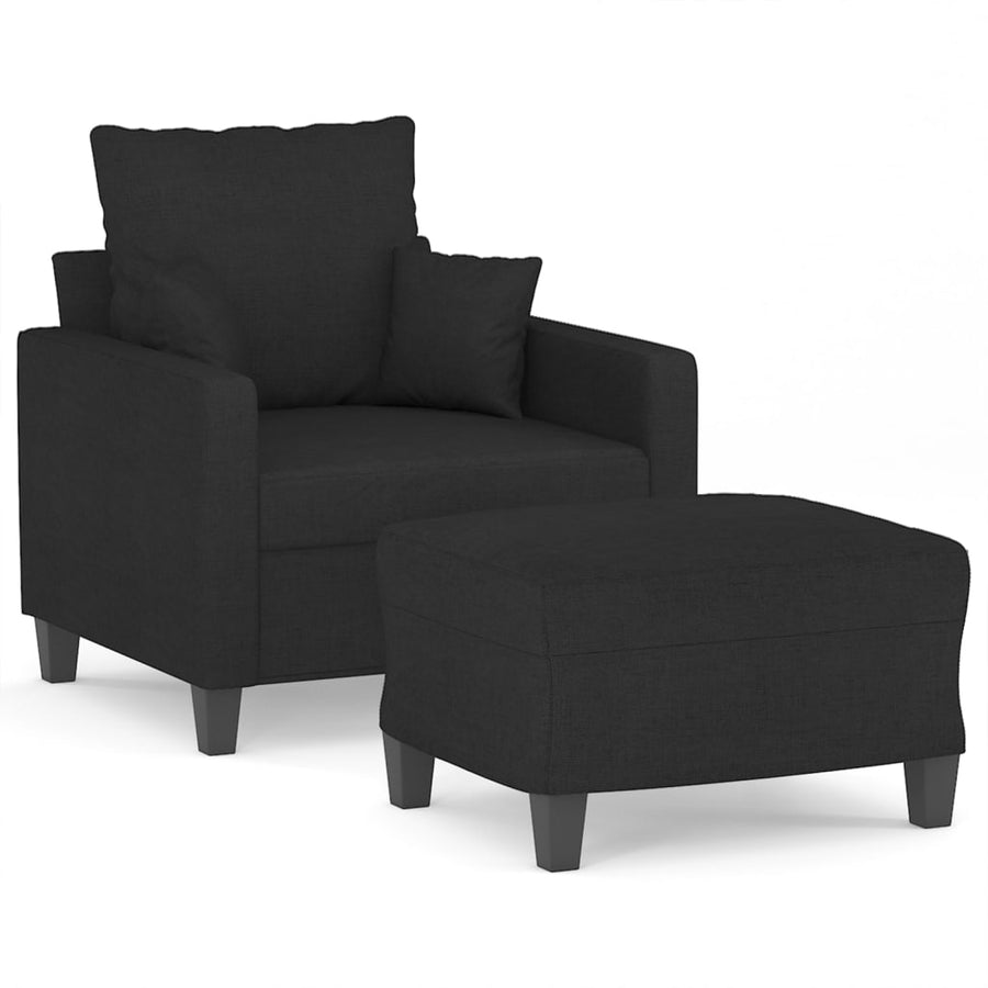 Fauteuil Met Voetenbank 60 Cm Stof Zwart