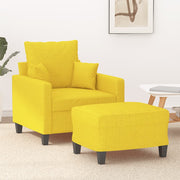 Fauteuil met voetenbank 60 cm stof lichtgeel
