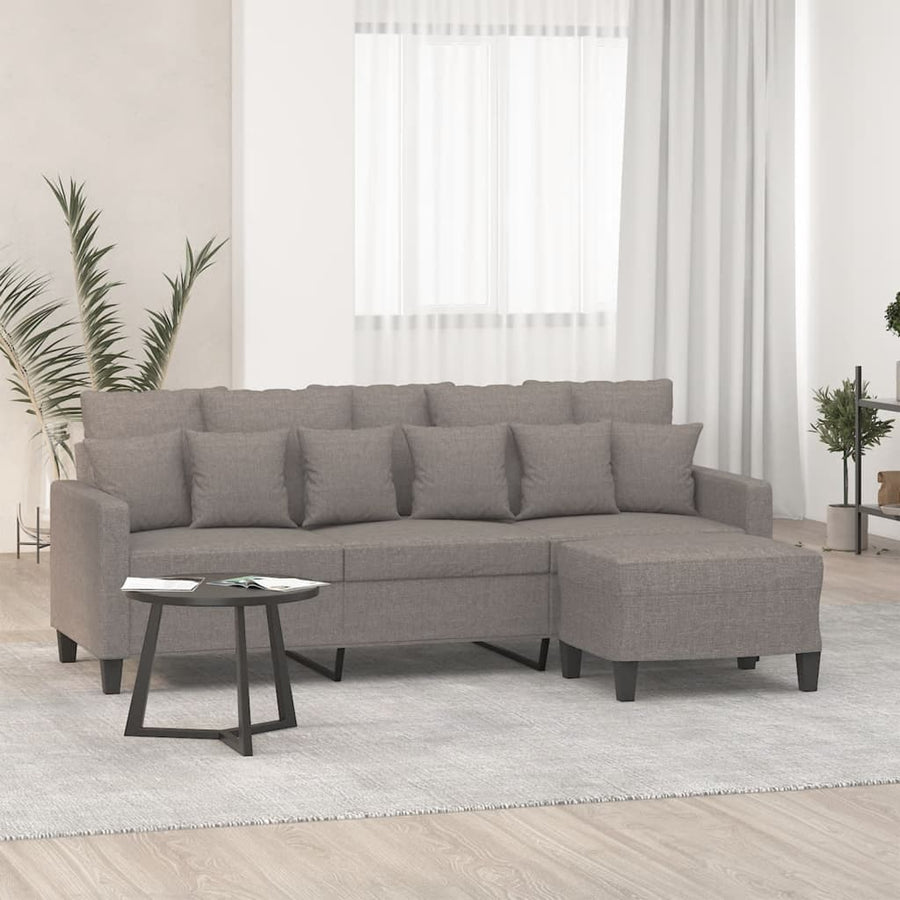 Driezitsbank Met Voetenbank 180 Cm Stof Taupe
