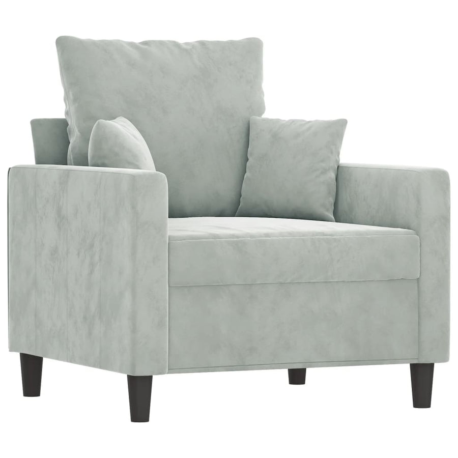 Fauteuil Met Voetenbank 60 Cm Fluweel Lichtgrijs