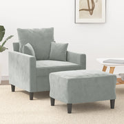 Fauteuil met voetenbank 78x77x80 cm fluweel lichtgrijs