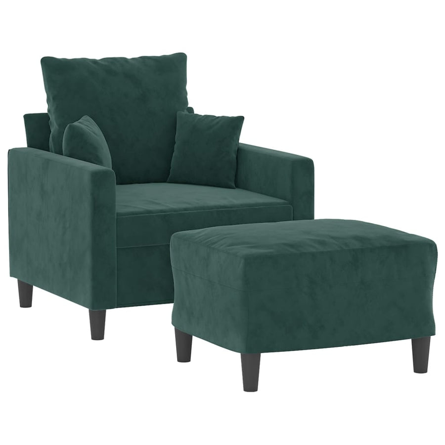 Fauteuil Met Voetenbank 60 Cm Fluweel Donkergroen