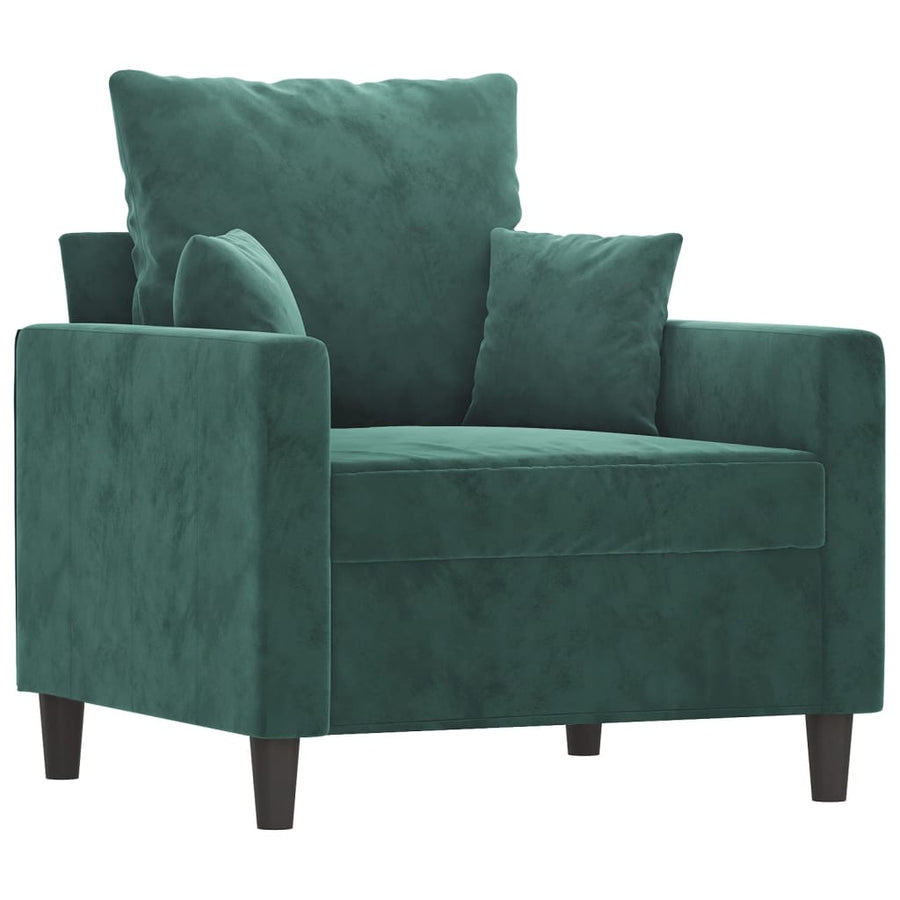 Fauteuil Met Voetenbank 60 Cm Fluweel Donkergroen