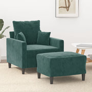 Fauteuil met voetenbank 60 cm donkergroen fluweel