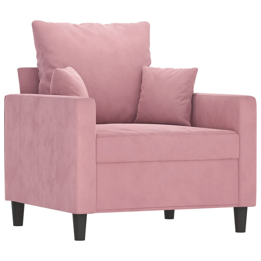 Fauteuil Met Voetenbank 60 Cm Fluweel Roze