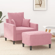 Fauteuil met voetenbank 78x77x80 cm fluweel roze